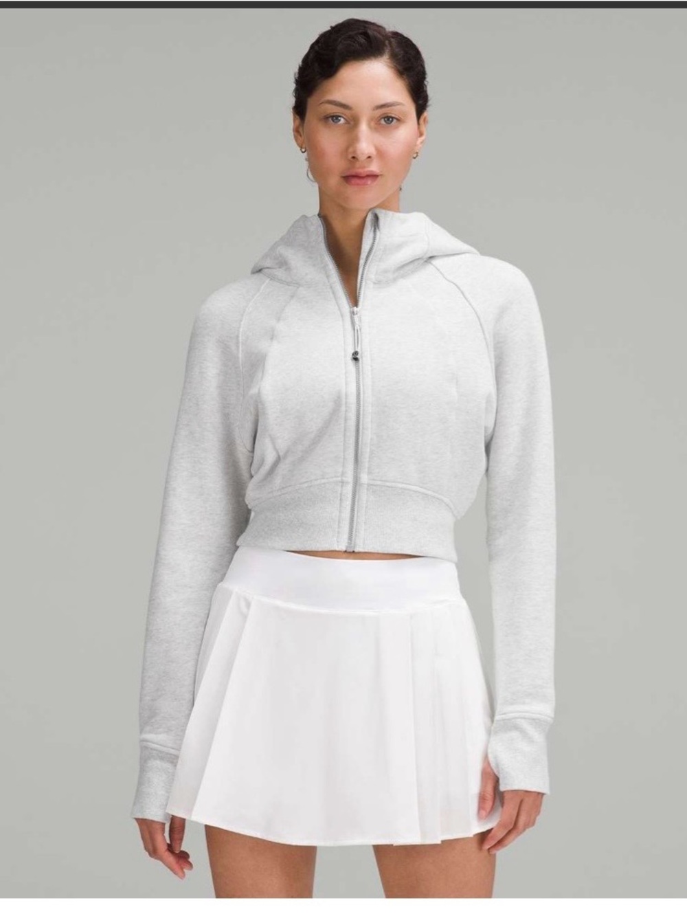 Lululemon Loungeful Relaxed Fit Full Zip Cropped Hoodie Oatmeal Heather Size XS/